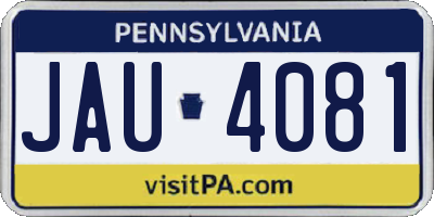 PA license plate JAU4081