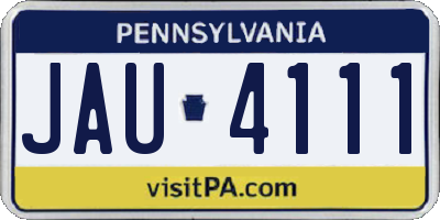 PA license plate JAU4111