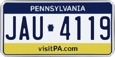 PA license plate JAU4119
