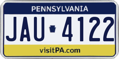 PA license plate JAU4122