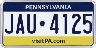 PA license plate JAU4125