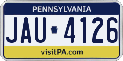 PA license plate JAU4126