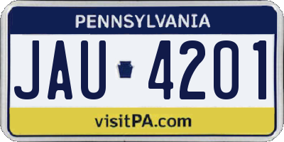 PA license plate JAU4201