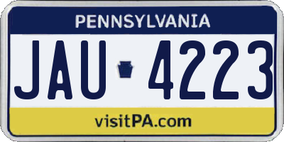PA license plate JAU4223