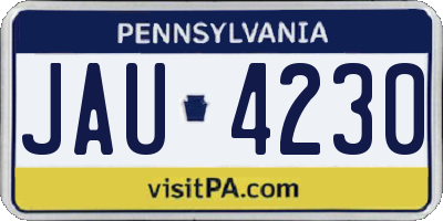 PA license plate JAU4230