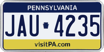 PA license plate JAU4235