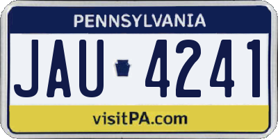 PA license plate JAU4241