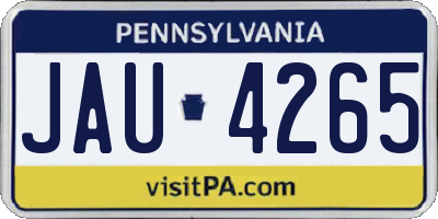 PA license plate JAU4265