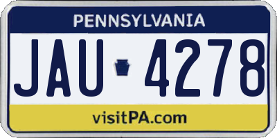 PA license plate JAU4278
