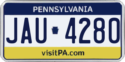 PA license plate JAU4280