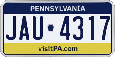 PA license plate JAU4317