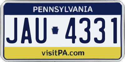 PA license plate JAU4331