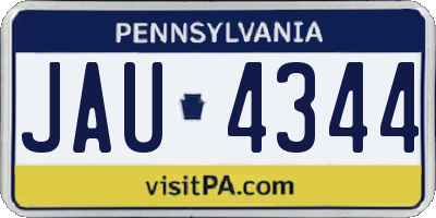 PA license plate JAU4344