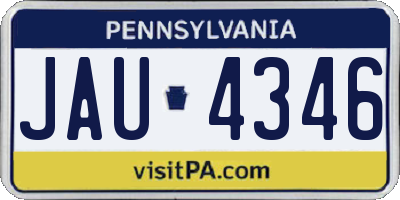 PA license plate JAU4346