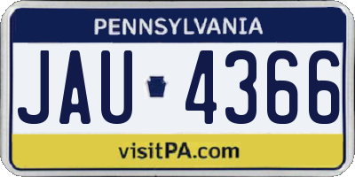 PA license plate JAU4366