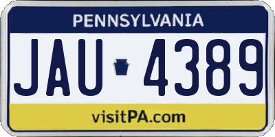 PA license plate JAU4389