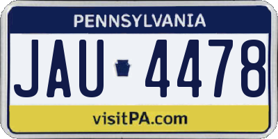 PA license plate JAU4478
