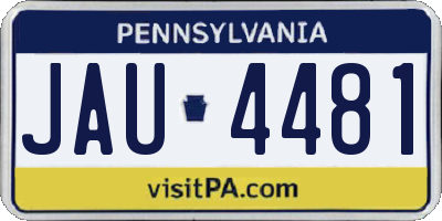 PA license plate JAU4481