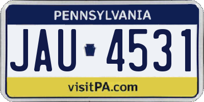PA license plate JAU4531