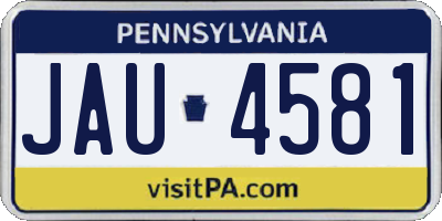 PA license plate JAU4581