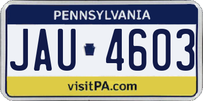 PA license plate JAU4603