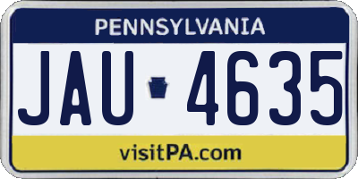 PA license plate JAU4635