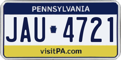 PA license plate JAU4721