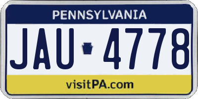 PA license plate JAU4778