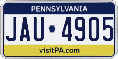 PA license plate JAU4905