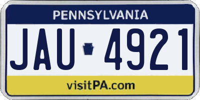 PA license plate JAU4921