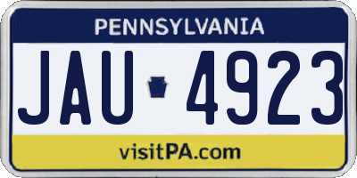 PA license plate JAU4923