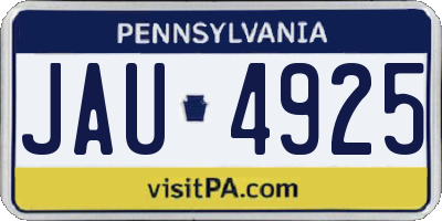 PA license plate JAU4925