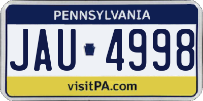 PA license plate JAU4998