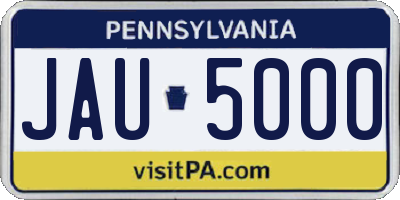 PA license plate JAU5000