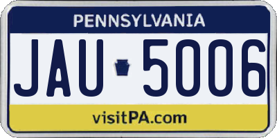 PA license plate JAU5006