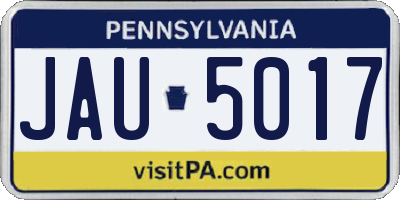 PA license plate JAU5017