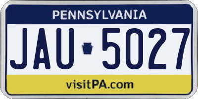 PA license plate JAU5027