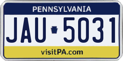 PA license plate JAU5031