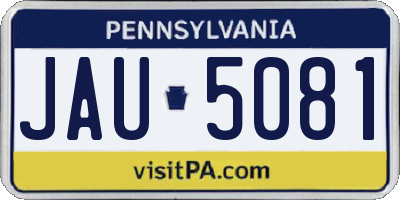 PA license plate JAU5081