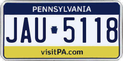 PA license plate JAU5118