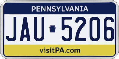 PA license plate JAU5206