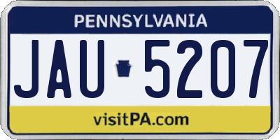 PA license plate JAU5207