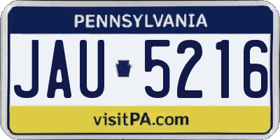 PA license plate JAU5216