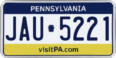 PA license plate JAU5221