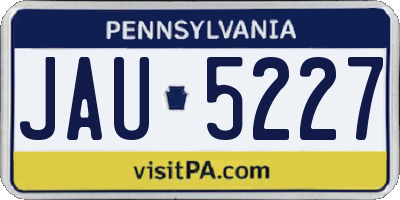 PA license plate JAU5227