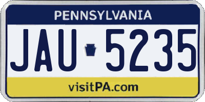 PA license plate JAU5235