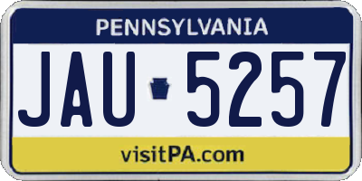 PA license plate JAU5257