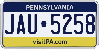 PA license plate JAU5258