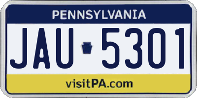 PA license plate JAU5301