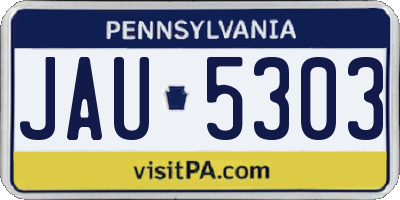PA license plate JAU5303